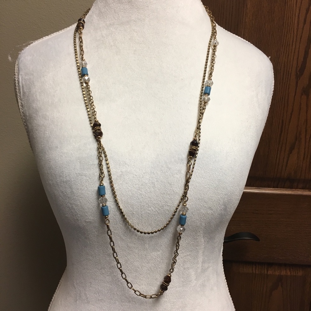 Chico’s double strand beaded chain necklace